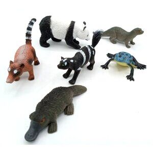 Animal Figures Set Panda Platypus Frog Ring Tailed Lemur Otter Skunk Toys